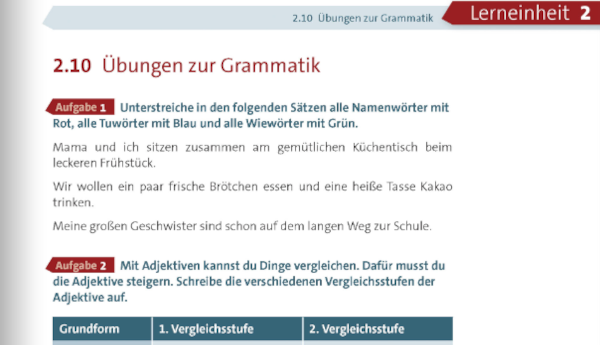 Bild von einer Übung des kostenlosen Online-Deutschbuches A1 von iQ Lingua